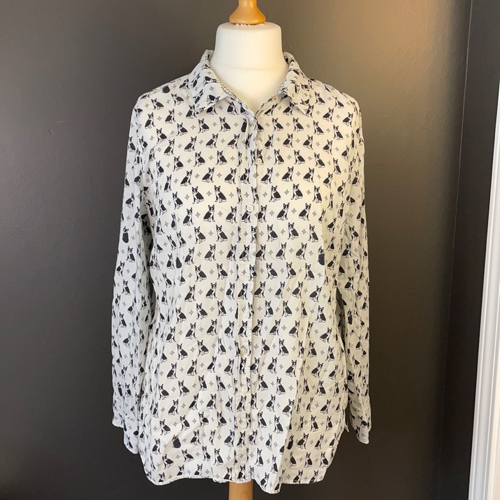 Talbots Boston Terrier Button Down